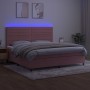 Cama box spring colchón y LED terciopelo rosa 200x200 cm de , Camas y somieres - Ref: Foro24-3136208, Precio: 624,80 €, Descu...