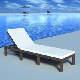 Lounger with brown synthetic rattan cushion by vidaXL, Loungers - Ref: Foro24-42845, Price: 135,99 €, Discount: %