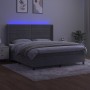 Box spring bed with mattress and LED light gray velvet 180x200 cm by , Beds and slatted bases - Ref: Foro24-3139637, Price: 6...