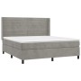 Cama box spring colchón y LED terciopelo gris claro 180x200 cm de , Camas y somieres - Ref: Foro24-3139637, Precio: 627,92 €,...