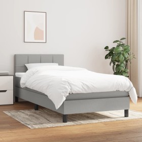 Box spring bed with light gray fabric mattress 80x200 cm by , Beds and slatted bases - Ref: Foro24-3140009, Price: 263,54 €, ...