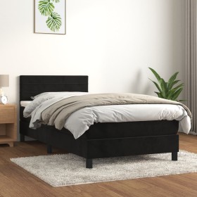 Box spring bed with black synthetic leather mattress 90x190 cm by , Beds and slatted bases - Ref: Foro24-3141337, Price: 290,...