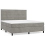 Box spring bed with light gray velvet mattress 180x200 cm by , Beds and slatted bases - Ref: Foro24-3143097, Price: 605,88 €,...