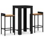 Bar table and garden stools 3 pieces made of acacia wood and black PE rattan by , Garden sets - Ref: Foro24-3187706, Price: 2...