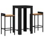 Bar table and garden stools 3 pieces made of acacia wood and black PE rattan by , Garden sets - Ref: Foro24-3187706, Price: 2...