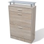 Shoe cabinet with drawer and upper glass shelf wood appearance by , Shoe racks and shoe organizers - Ref: Foro24-241245, Pric...