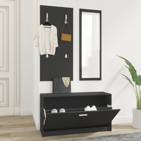 Set de mueble zapatero 3 en 1 madera contrachapada negro de , Zapateros y organizadores de calzado - Ref: Foro24-342571, Prec...