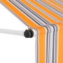 Toldo manual retráctil 250 cm amarillo y azul a rayas de vidaXL, Toldos - Ref: Foro24-43227, Precio: 98,20 €, Descuento: %