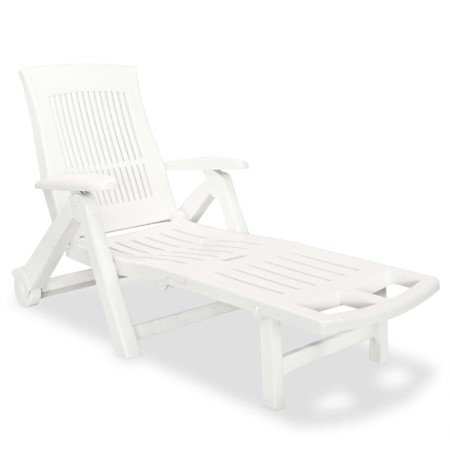 White plastic sun lounger with footrest by , Loungers - Ref: Foro24-43586, Price: 122,88 €, Discount: %