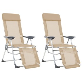 Folding camping chairs with footrest 2 pcs cream aluminum by , camping furniture - Ref: Foro24-44317, Price: 164,99 €, Discou...