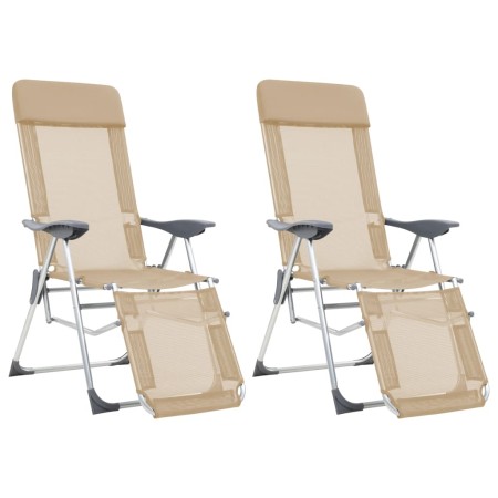 Folding camping chairs with footrest 2 pcs cream aluminum by , camping furniture - Ref: Foro24-44317, Price: 164,60 €, Discou...