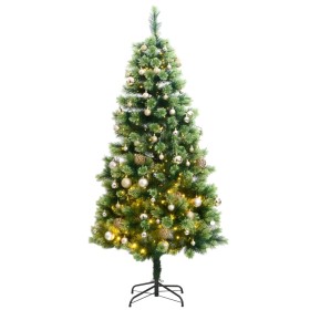 Árbol de Navidad artificial con bisagras 300 LED y bolas 210 cm de , Arboles de navidad - Ref: Foro24-3210391, Precio: 178,41...