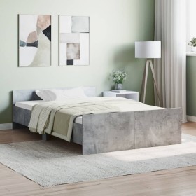 Estructura de cama con cabecero piecero gris hormigón 120x190cm de , Camas y somieres - Ref: Foro24-3203778, Precio: 119,99 €...