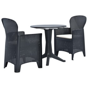 Garden table and chairs set 3 pieces anthracite plastic rattan by , Garden sets - Ref: Foro24-276173, Price: 242,99 €, Discou...