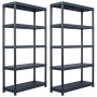 Plastic shelving 2 units 500 kg 100x40x180 cm black by , Industrial shelving - Ref: Foro24-276261, Price: 321,46 €, Discount: %