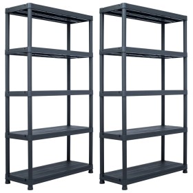 Plastic shelving 2 units 500 kg 100x40x180 cm black by , Industrial shelving - Ref: Foro24-276261, Price: 321,99 €, Discount: %