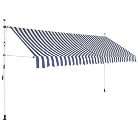 Manuelle Einziehmarkise 350 cm blau-weiß gestreift von vidaXL, Markisen - Ref: Foro24-43223, Preis: 89,99 €, Rabatt: %