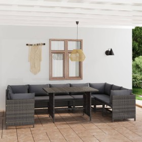 10-piece garden furniture set and gray synthetic rattan cushions by , Garden sets - Ref: Foro24-3059768, Price: 618,75 €, Dis...