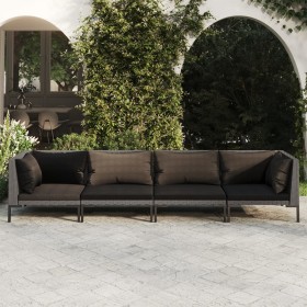 4-teilige Gartensofas und dunkelgraue Kissen aus synthetischem Rattan von , Gartensets - Ref: Foro24-3099816, Preis: 307,78 €...