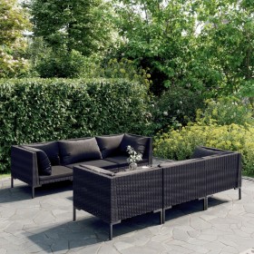 7-piece garden sofas and dark gray synthetic rattan cushions by , Garden sets - Ref: Foro24-3099800, Price: 447,55 €, Discoun...