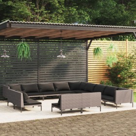 Gartenmöbel 13-teilig und Kissen dunkelgraues synthetisches Rattan von , Gartensets - Ref: Foro24-3099894, Preis: 1,00 €, Rab...