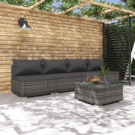 5-teiliges Gartensofa-Set und graue synthetische Rattankissen von , Gartensets - Ref: Foro24-3101413, Preis: 599,99 €, Rabatt: %