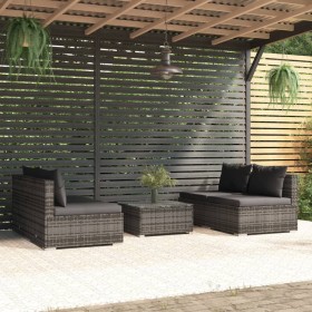 5-piece garden sofa set and gray synthetic rattan cushions by , Garden sets - Ref: Foro24-3101445, Price: 599,87 €, Discount: %