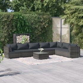 8-teiliges Gartenmöbel-Set und graue synthetische Rattankissen von , Gartensets - Ref: Foro24-3101757, Preis: 816,99 €, Rabat...