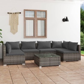 7-teiliges Gartenmöbel-Set und graue synthetische Rattankissen von , Gartensets - Ref: Foro24-3101885, Preis: 741,99 €, Rabat...