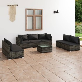 8-teiliges Gartenmöbel-Set und graue synthetische Rattankissen von , Gartensets - Ref: Foro24-3102245, Preis: 848,99 €, Rabat...