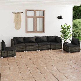 6-piece garden furniture set and gray synthetic rattan cushions by , Garden sets - Ref: Foro24-3102205, Price: 690,99 €, Disc...