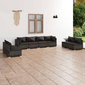 8-teiliges Gartenmöbel-Set und graue synthetische Rattankissen von , Gartensets - Ref: Foro24-3102253, Preis: 848,99 €, Rabat...