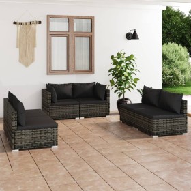 Set de muebles de jardín 6 pzas y cojines ratán sintético gris de , Conjuntos de jardín - Ref: Foro24-3102213, Precio: 690,99...