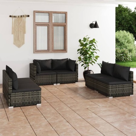 6-teiliges Gartenmöbel-Set und graue synthetische Rattankissen von , Gartensets - Ref: Foro24-3102213, Preis: 714,34 €, Rabat...