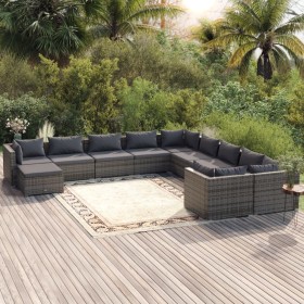 11-teiliges Gartenmöbel-Set und graue synthetische Rattankissen von , Gartensets - Ref: Foro24-3102709, Preis: 1,00 €, Rabatt: %