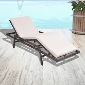 Lounger with brown synthetic rattan cushion by vidaXL, Loungers - Ref: Foro24-43107, Price: 123,99 €, Discount: %