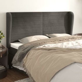 Cabecero con orejas de terciopelo gris oscuro 183x23x118/128 cm de , Cabeceros y pies de cama - Ref: Foro24-3118157, Precio: ...