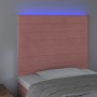 Rosafarbenes Samtkopfteil mit LED-Leuchten, 100 x 5 x 118/128 cm von , Kopf- und Fußteile - Ref: Foro24-3122611, Preis: 64,76...