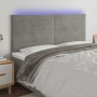 Light gray velvet headboard with LED lights 180x5x118/128 cm by , Headboards and footboards - Ref: Foro24-3122624, Price: 131...