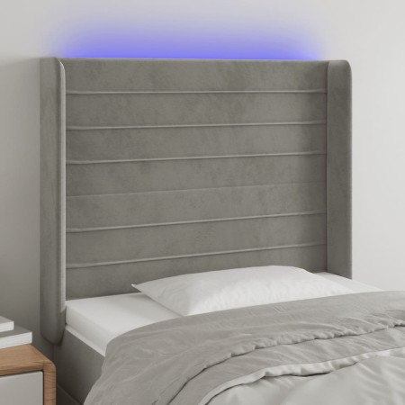 Cabecero con LED de terciopelo gris claro 93x16x118/128 cm de , Cabeceros y pies de cama - Ref: Foro24-3124224, Precio: 84,23...