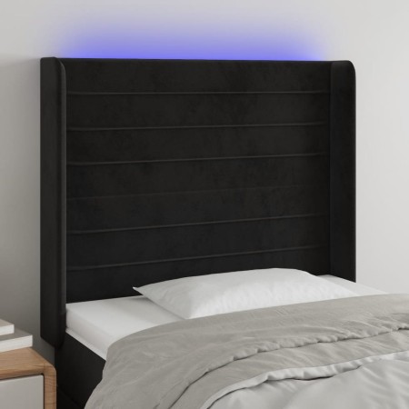 Kopfteil aus schwarzem Samt mit LED 93x16x118/128 cm von , Kopf- und Fußteile - Ref: Foro24-3124226, Preis: 93,99 €, Rabatt: %