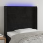 Black velvet headboard with LED 93x16x118/128 cm by , Headboards and footboards - Ref: Foro24-3124226, Price: 93,99 €, Discou...