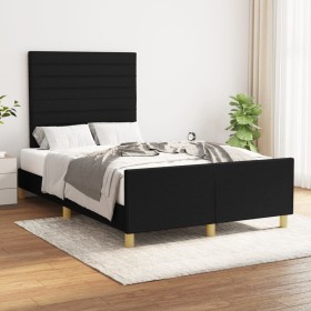 Estructura de cama con cabecero de tela negro 120x200 cm de , Camas y somieres - Ref: Foro24-3125124, Precio: 182,99 €, Descu...