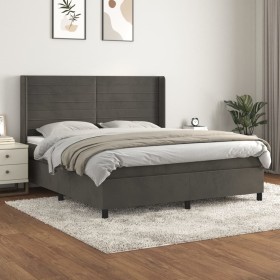 Box spring bed with dark gray velvet mattress 180x200 cm by , Beds and slatted bases - Ref: Foro24-3132754, Price: 626,03 €, ...