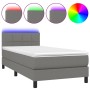 Cama box spring colchón y luces LED tela gris oscuro 90x200 cm de , Camas y somieres - Ref: Foro24-3133126, Precio: 299,23 €,...