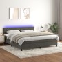 Cama box spring colchón y LED terciopelo gris oscuro 180x200 cm de , Camas y somieres - Ref: Foro24-3134478, Precio: 541,69 €...