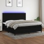 Box spring bed mattress and LED lights black fabric 200x200 cm by , Beds and slatted bases - Ref: Foro24-3134983, Price: 664,...