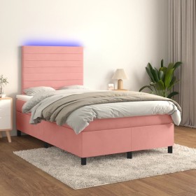 Box spring bed with mattress and LED pink velvet 120x200 cm by , Beds and slatted bases - Ref: Foro24-3136178, Price: 438,99 ...