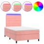 Cama box spring colchón y LED terciopelo rosa 120x200 cm de , Camas y somieres - Ref: Foro24-3136178, Precio: 440,16 €, Descu...