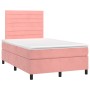 Cama box spring colchón y LED terciopelo rosa 120x200 cm de , Camas y somieres - Ref: Foro24-3136178, Precio: 440,16 €, Descu...